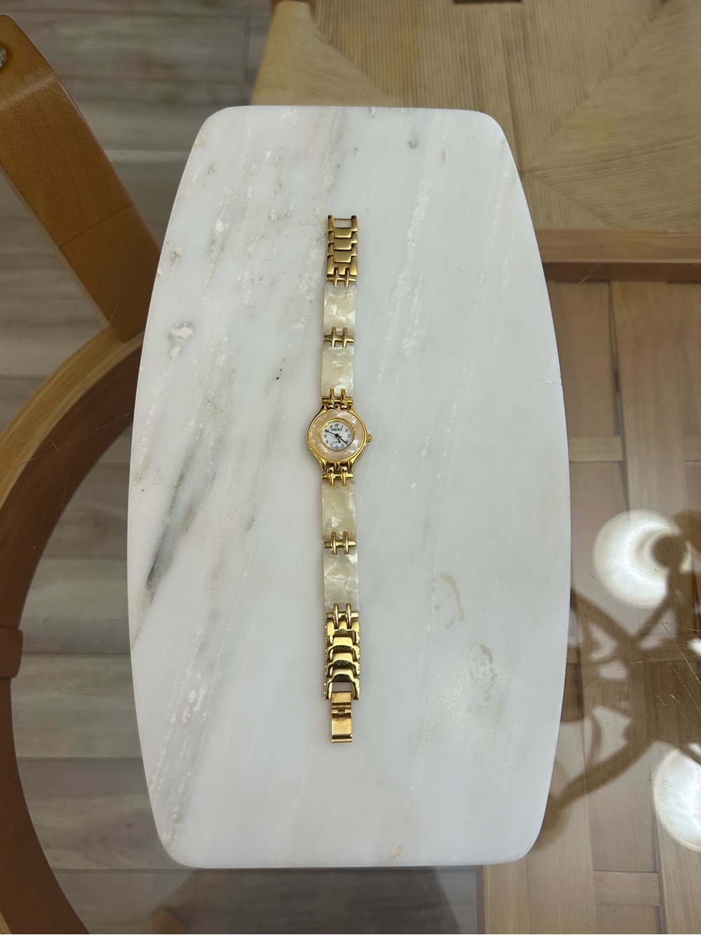 Vintage Arenix Bracelet Watch with Pearlescent Mother of Pearl Links